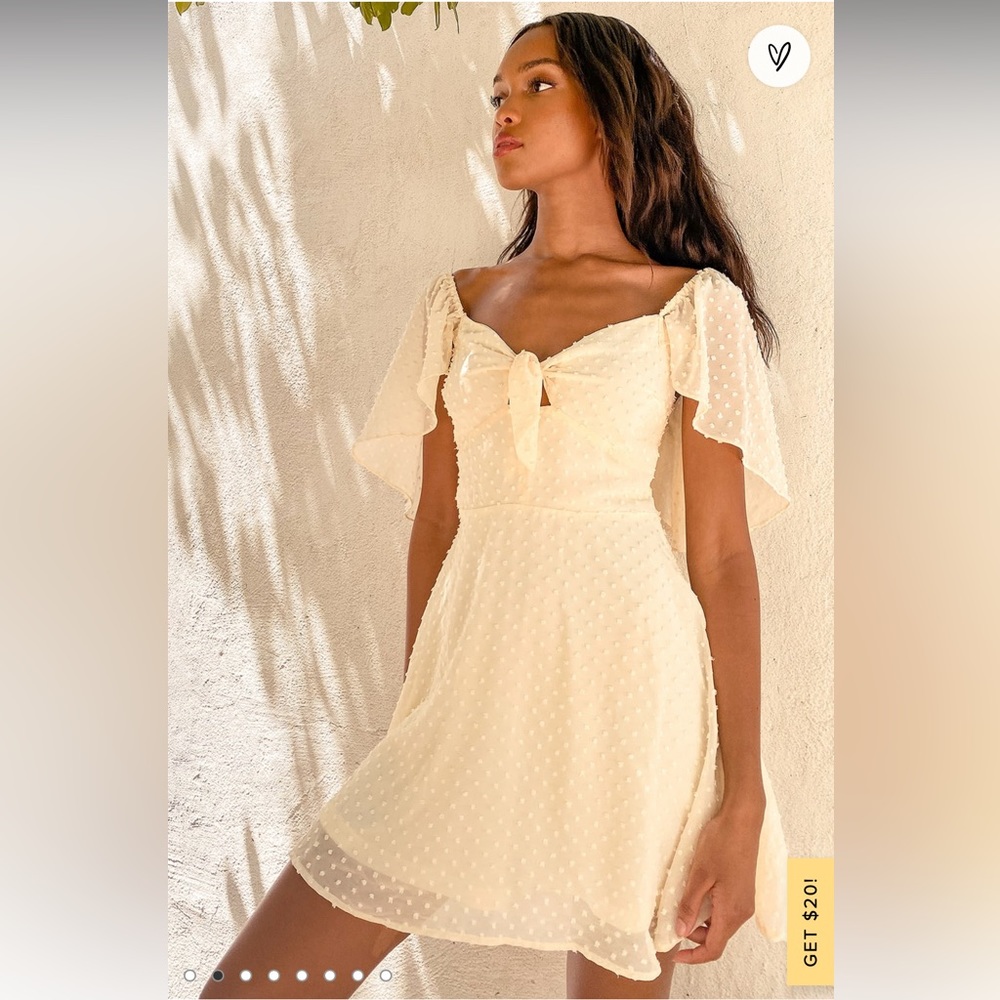 Lulus Cream Skater Dress size Small
